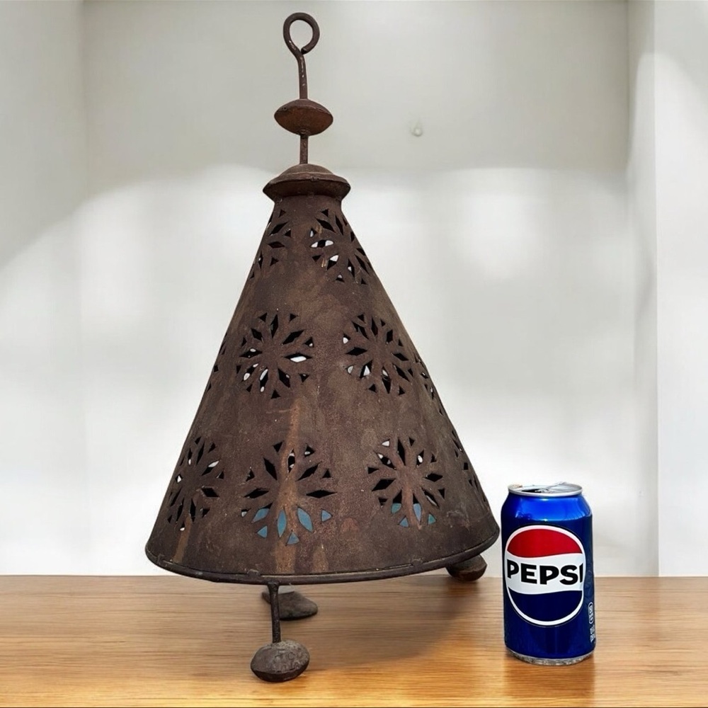 Vintage 24" Rusty Authentic Moroccan Candle Lantern from Morocco